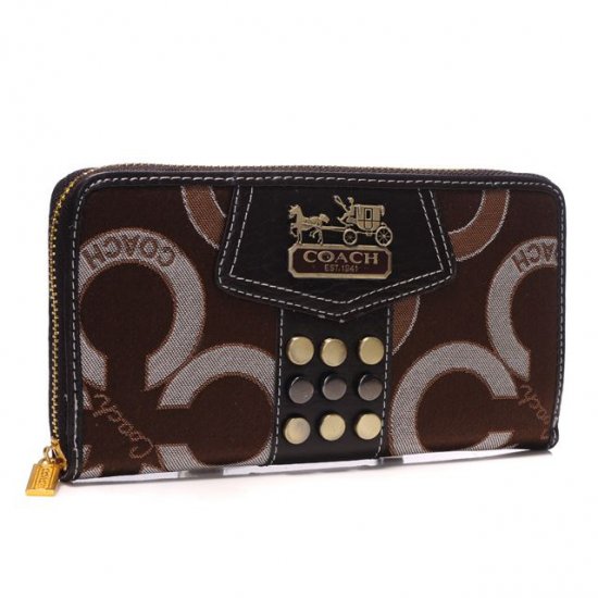 Coach Waverly Stud In Signature Large Coffee Wallets AGT